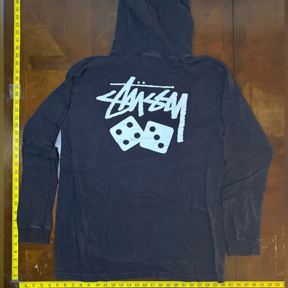 Stussy Black lightweight hoodie with dice graphic on back